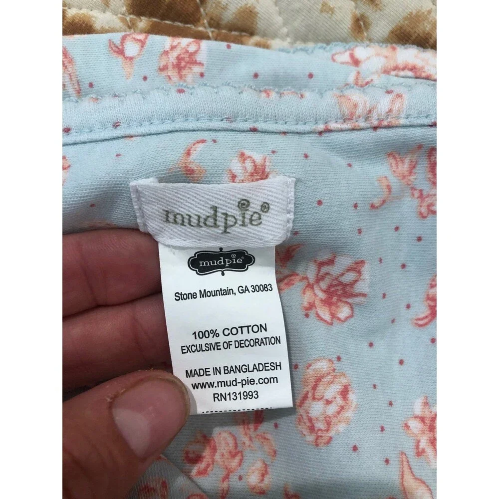 Mud Pie Blue Pink Rose Floral Swaddle